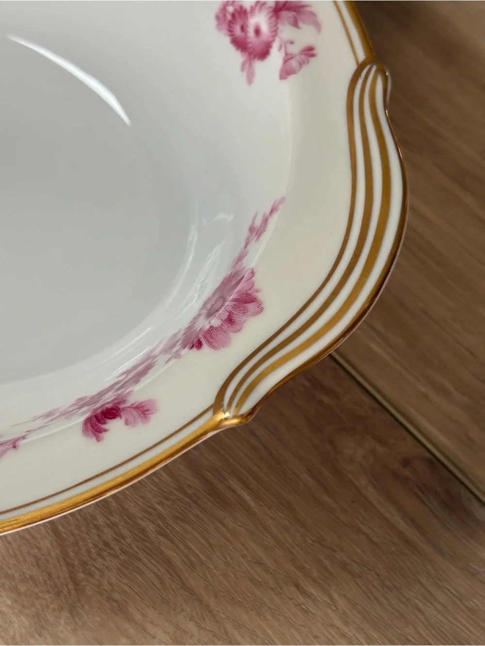 Noritake Vintage Pink Chrysanthemum China Japan Serving Bowl Dish Gold Trim